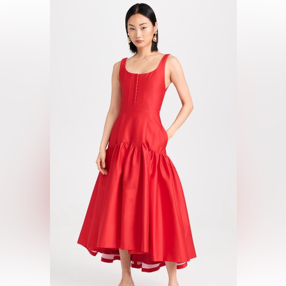 Alice + Olivia Red Sleeveless Midi Dress